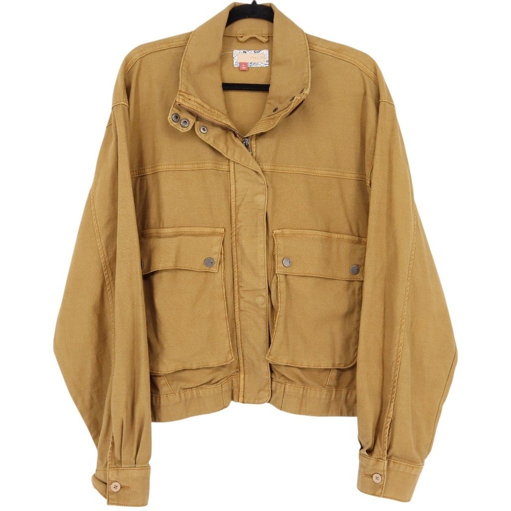 Pilcro By Anthropologie Size XL Mustard Yellow Cropped Utility Bomber Jacket